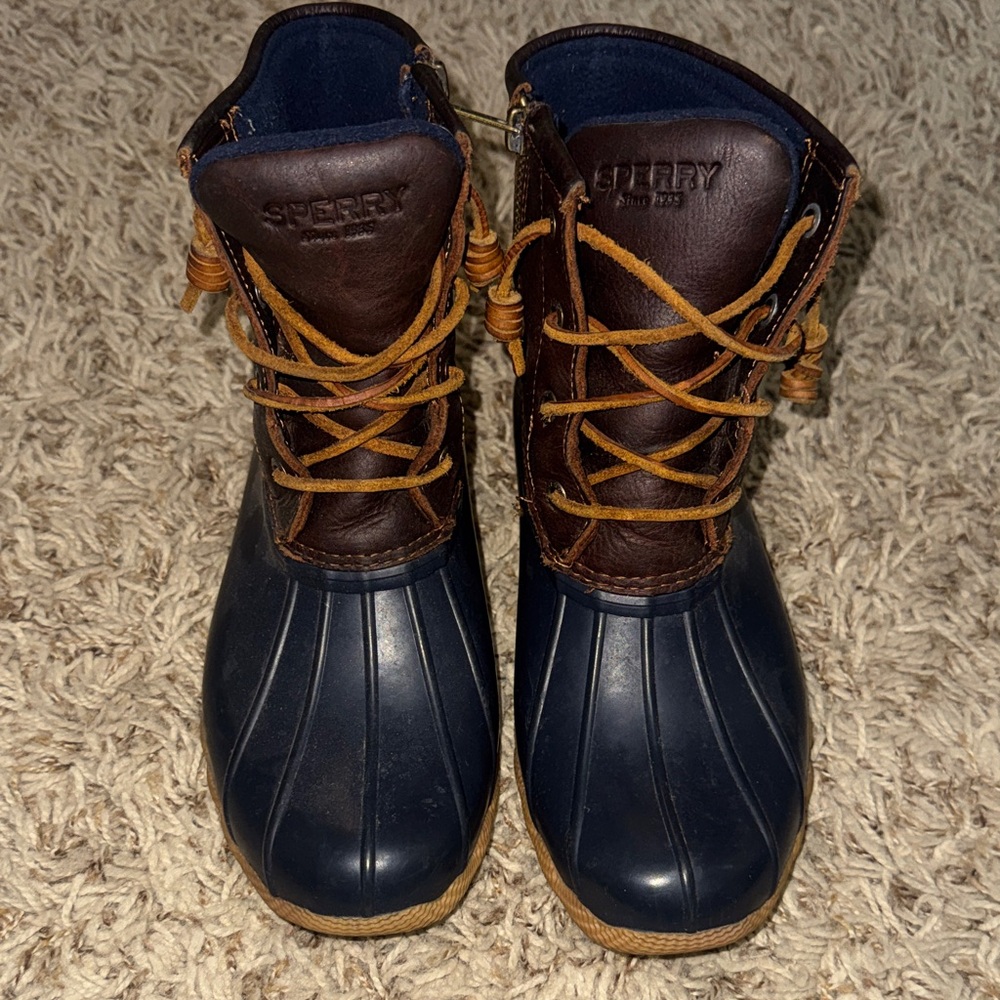 Sperry Navy and Dark Brown Duck Boots